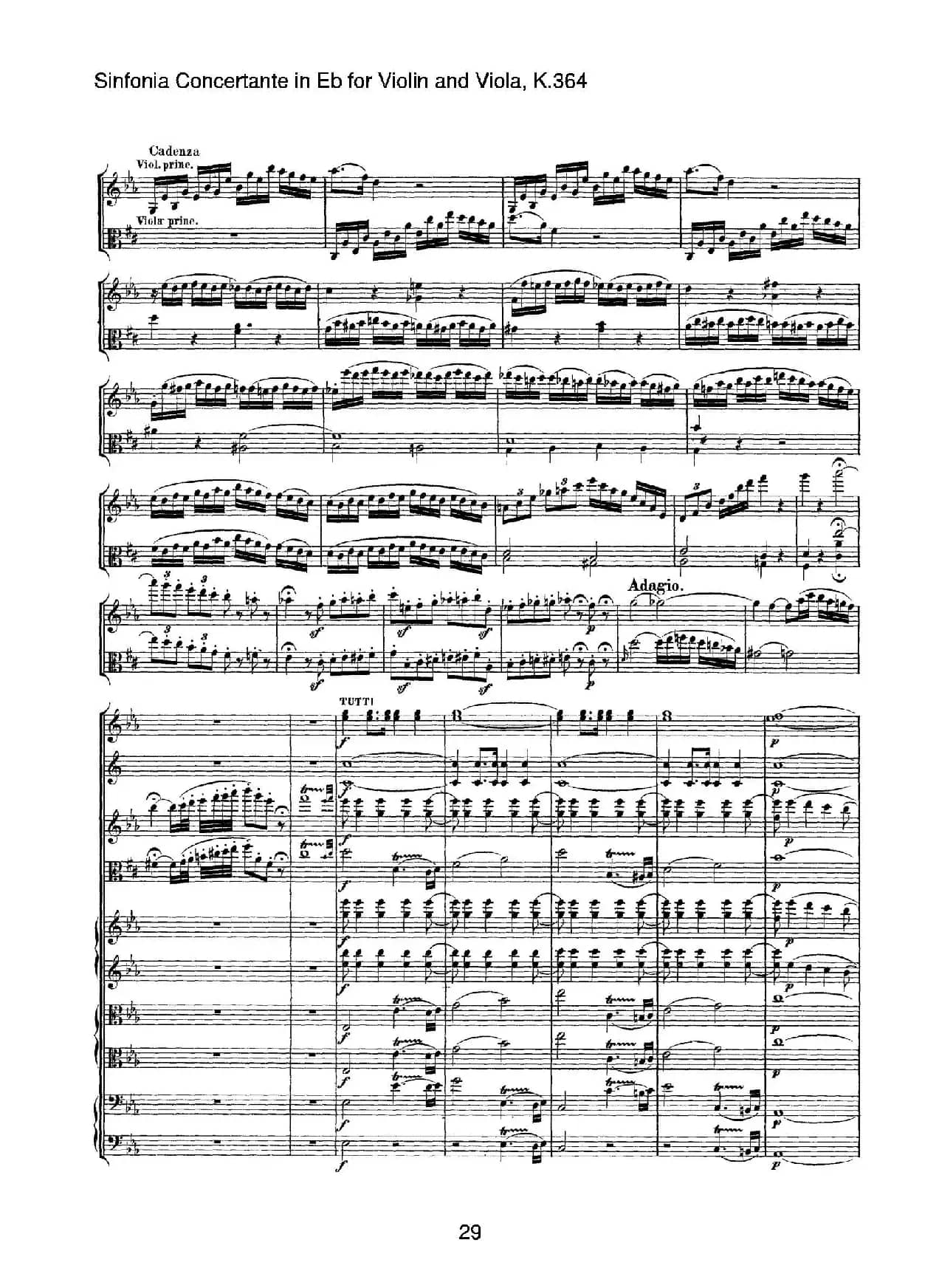 降E大调交响协奏曲（《Sinfonia Concertante in Eb》for Violin and Viola K.364）