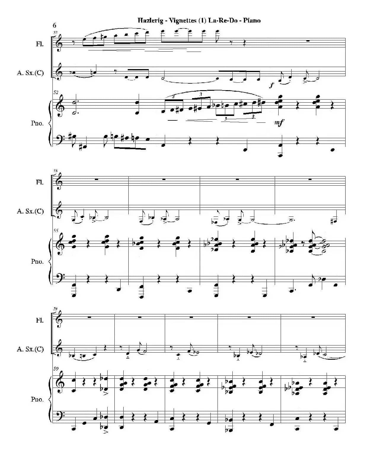 Three jazz vignettes（第一乐章）（三重奏钢琴分谱）