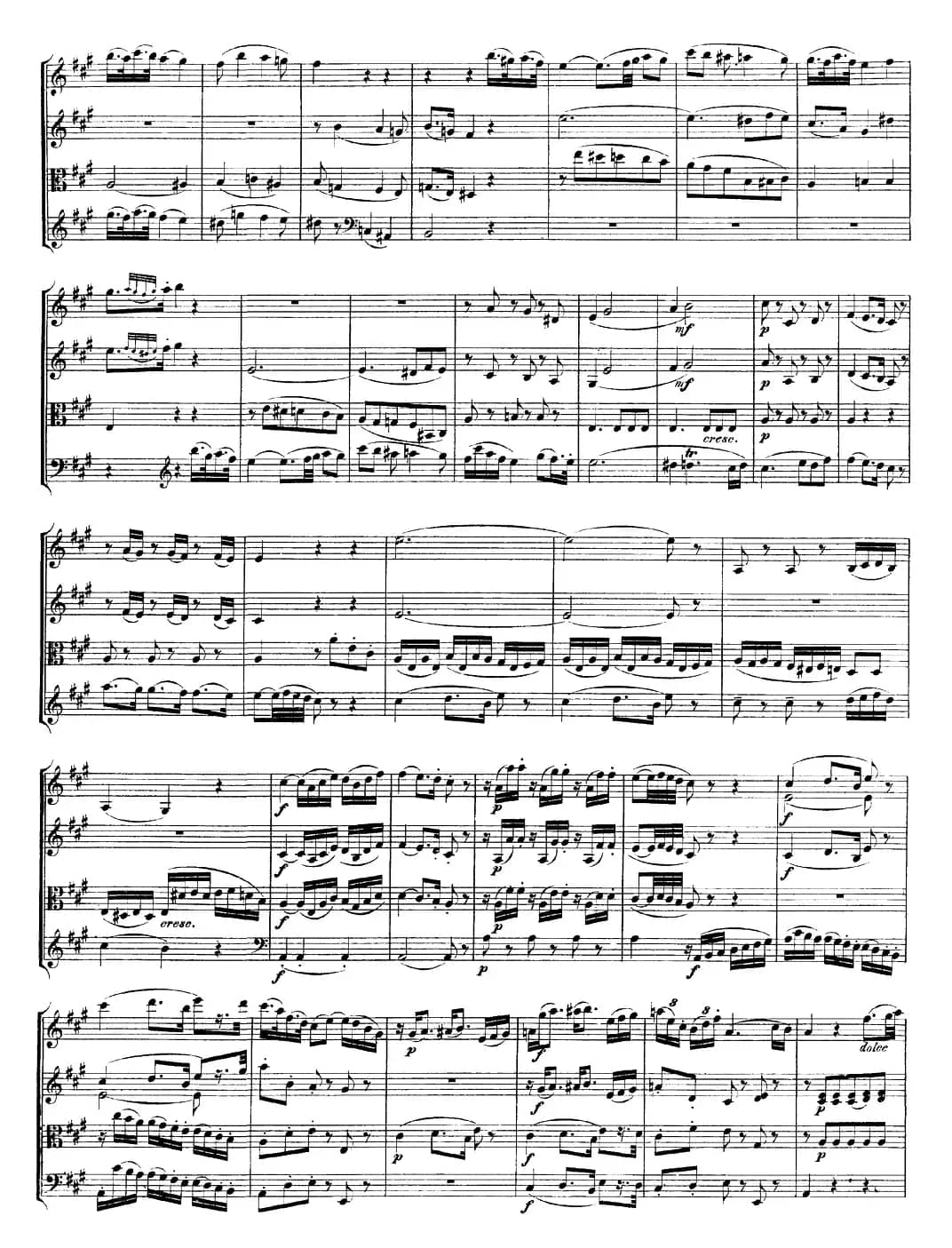 Mozart《Quartet No.21 in D Major,K.575》（总谱）