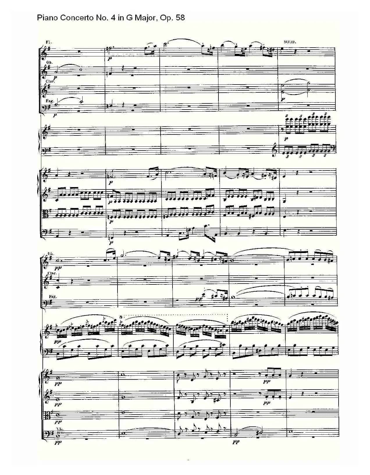 Ｇ大调钢琴第四协奏曲 Op.58 第一乐章（总谱）