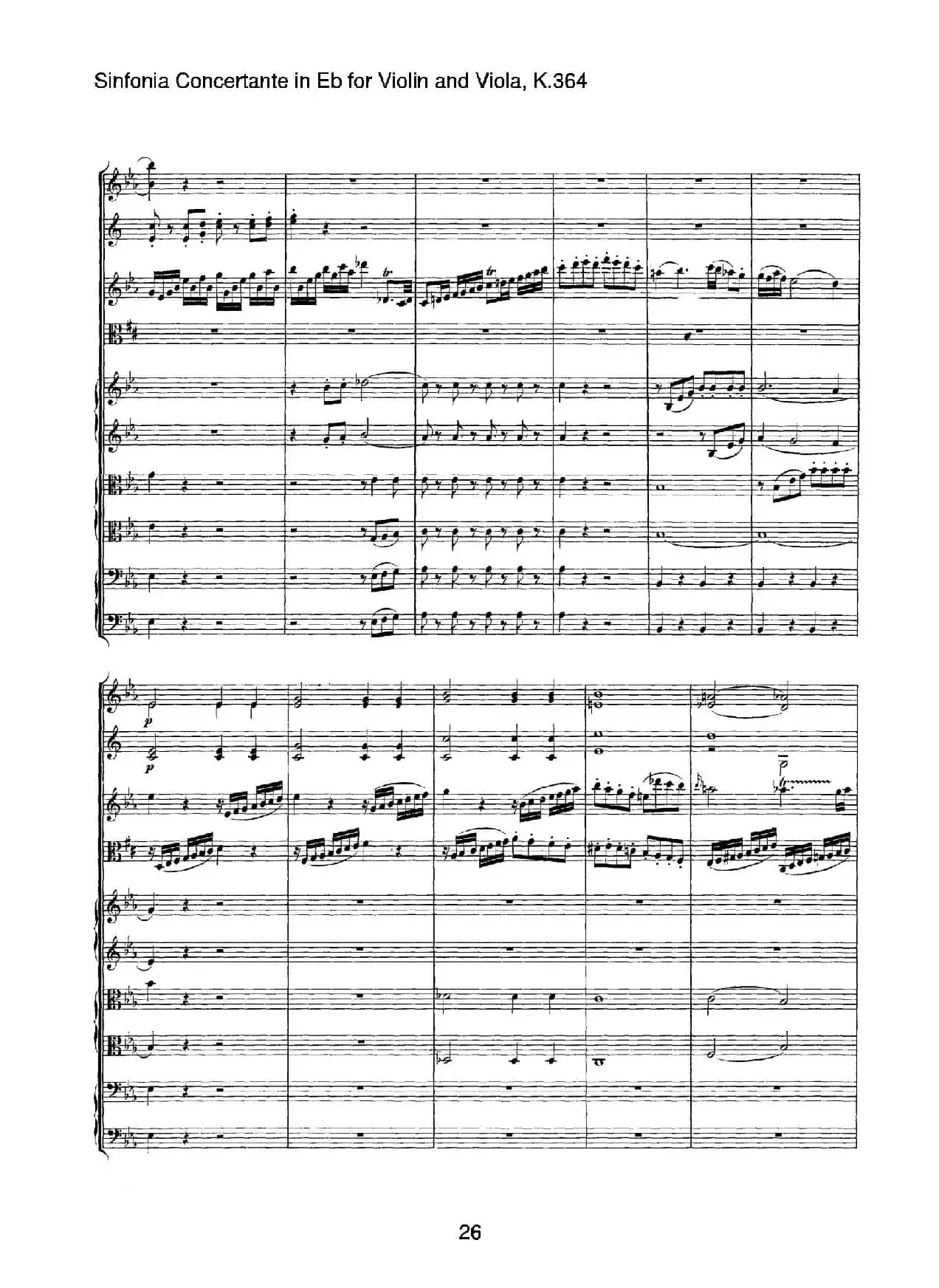 降E大调交响协奏曲（《Sinfonia Concertante in Eb》for Violin and Viola K.364）
