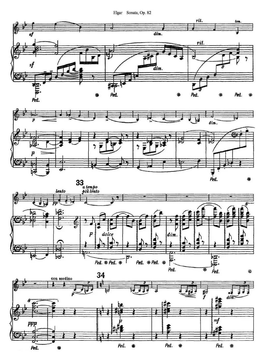 Violin Sonata Op.82（小提琴+钢琴伴奏）
