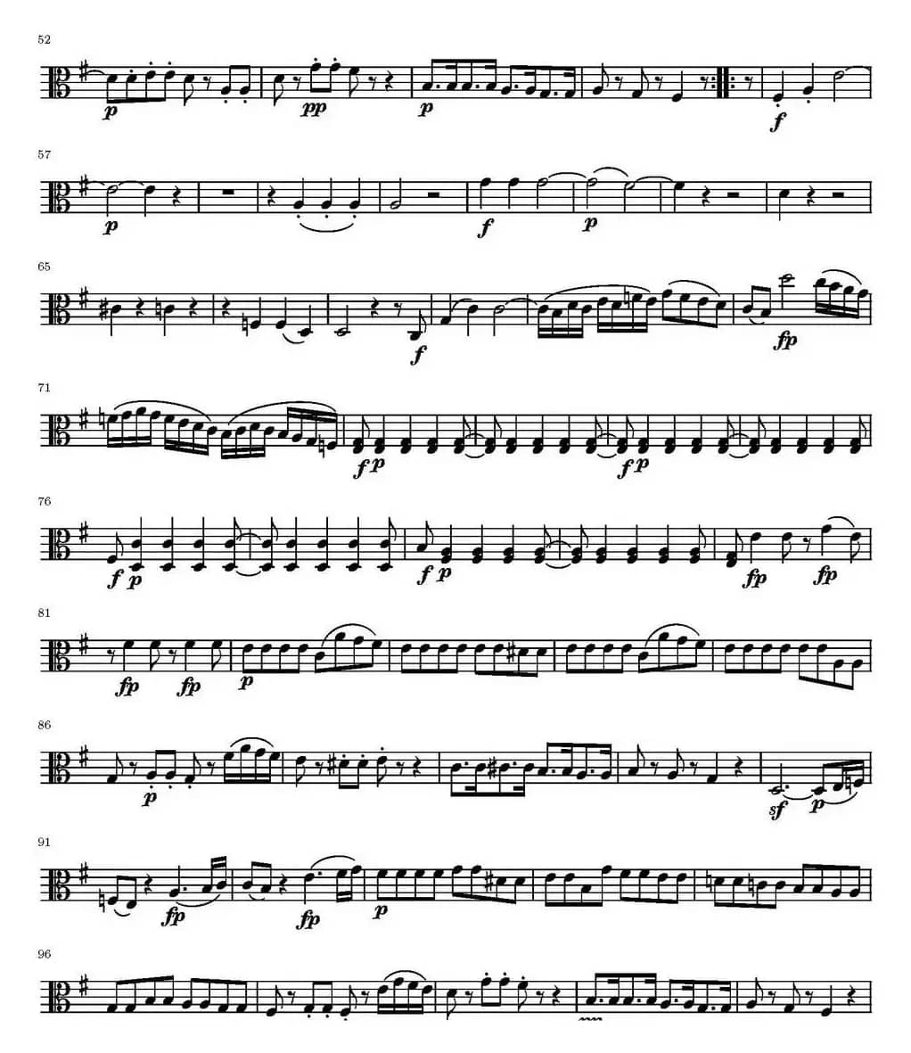 String Quartet KV.387（弦乐四重奏中提琴分谱）