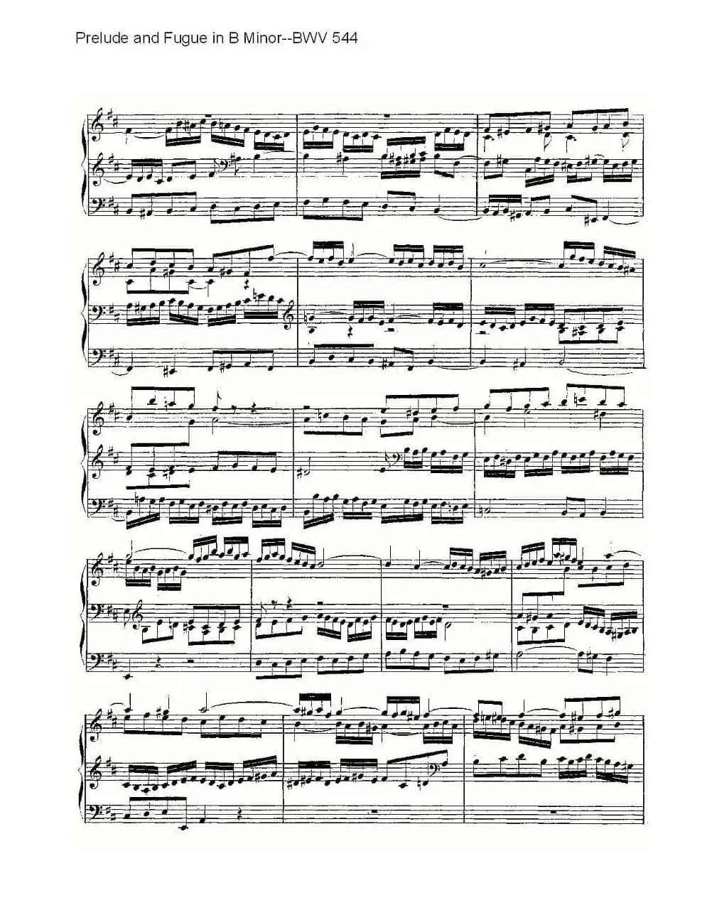 Prelude and Fugue in B Minor--BWV 544 （管风琴谱）