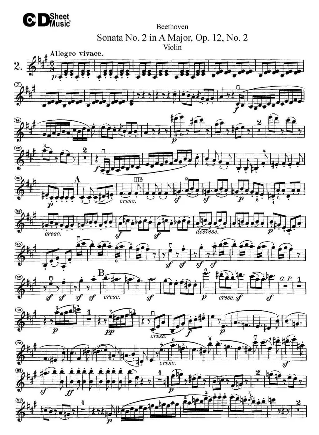 Violin Sonata No.2 in A Major Op.12 No.2