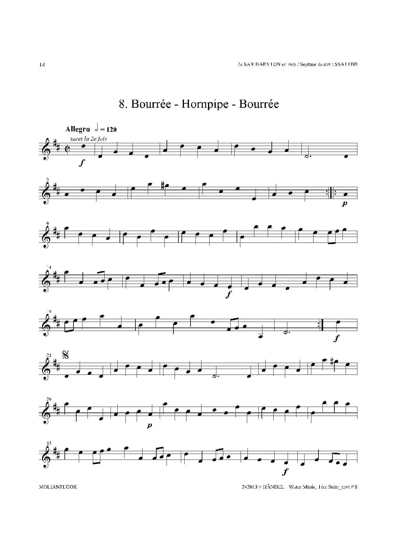 Water Music（HWV.348 No.1）（第二上低音萨克斯）