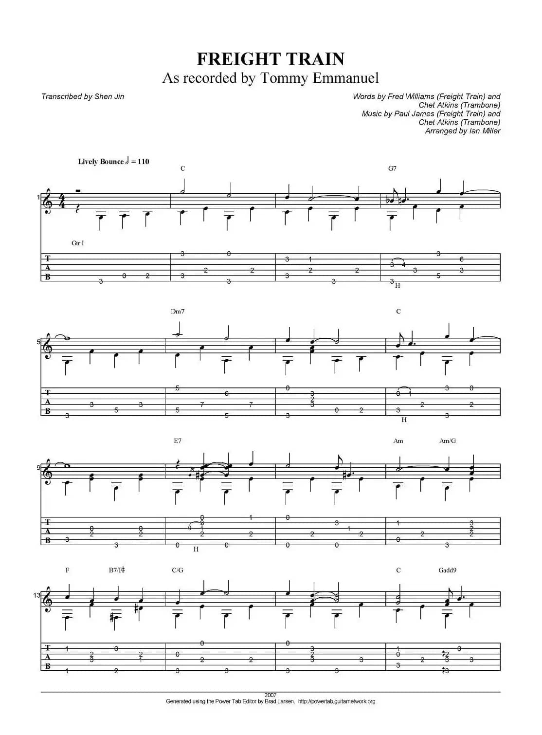 tommy emmanuel：freight train（指弹吉他）