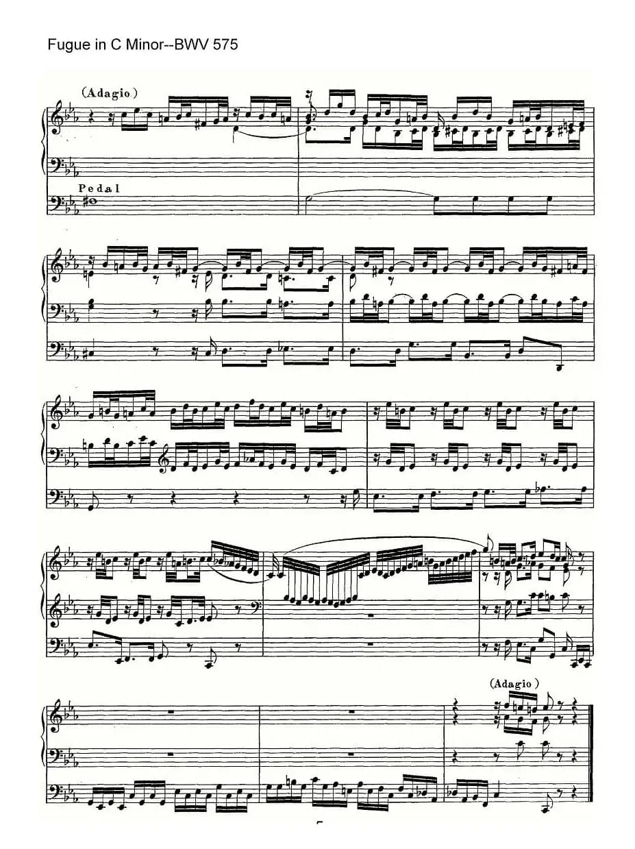 Fugue in C Minor--BWV 575（管风琴谱）