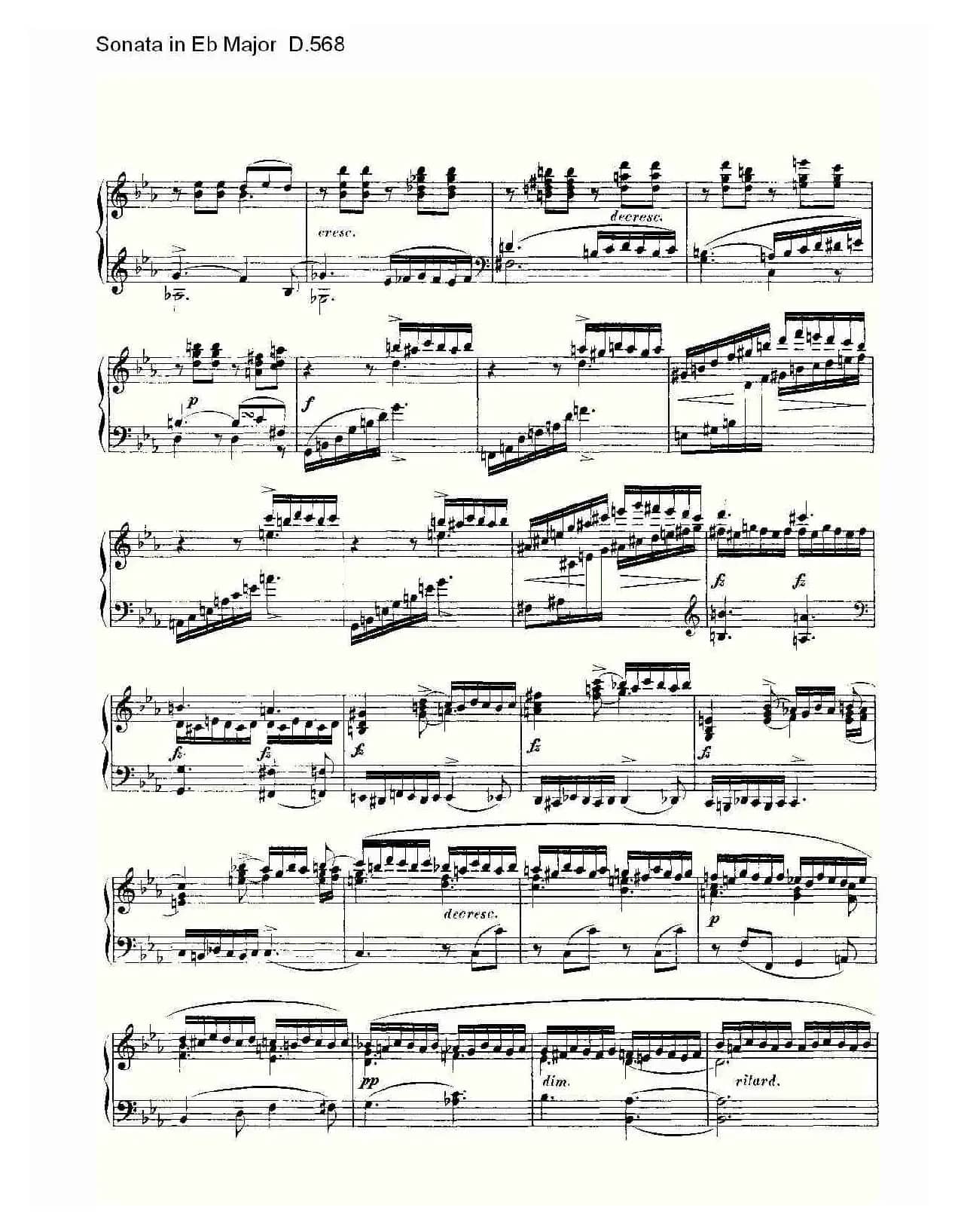 Sonata in Eb Major D.568（Eb大调奏鸣曲 D.568）