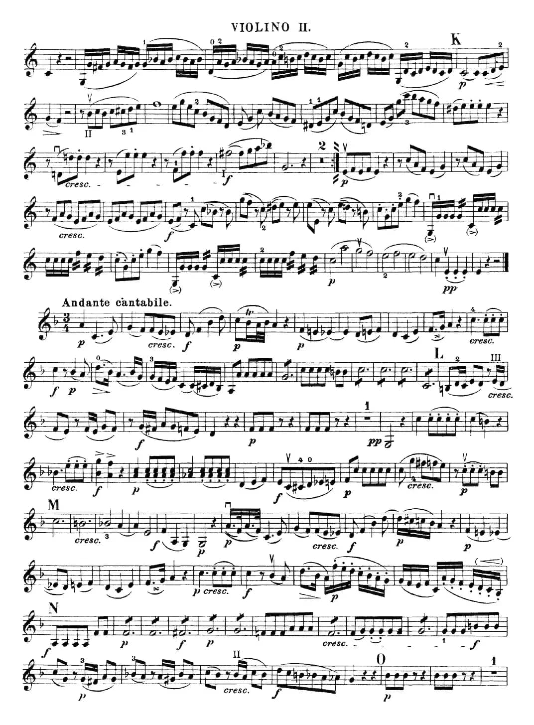 Mozart《Quartet No.19 in C Major,K.465》（Violin 2分谱）
