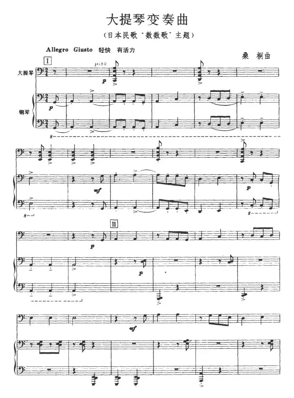 大提琴变奏曲（大提琴+钢琴伴奏）