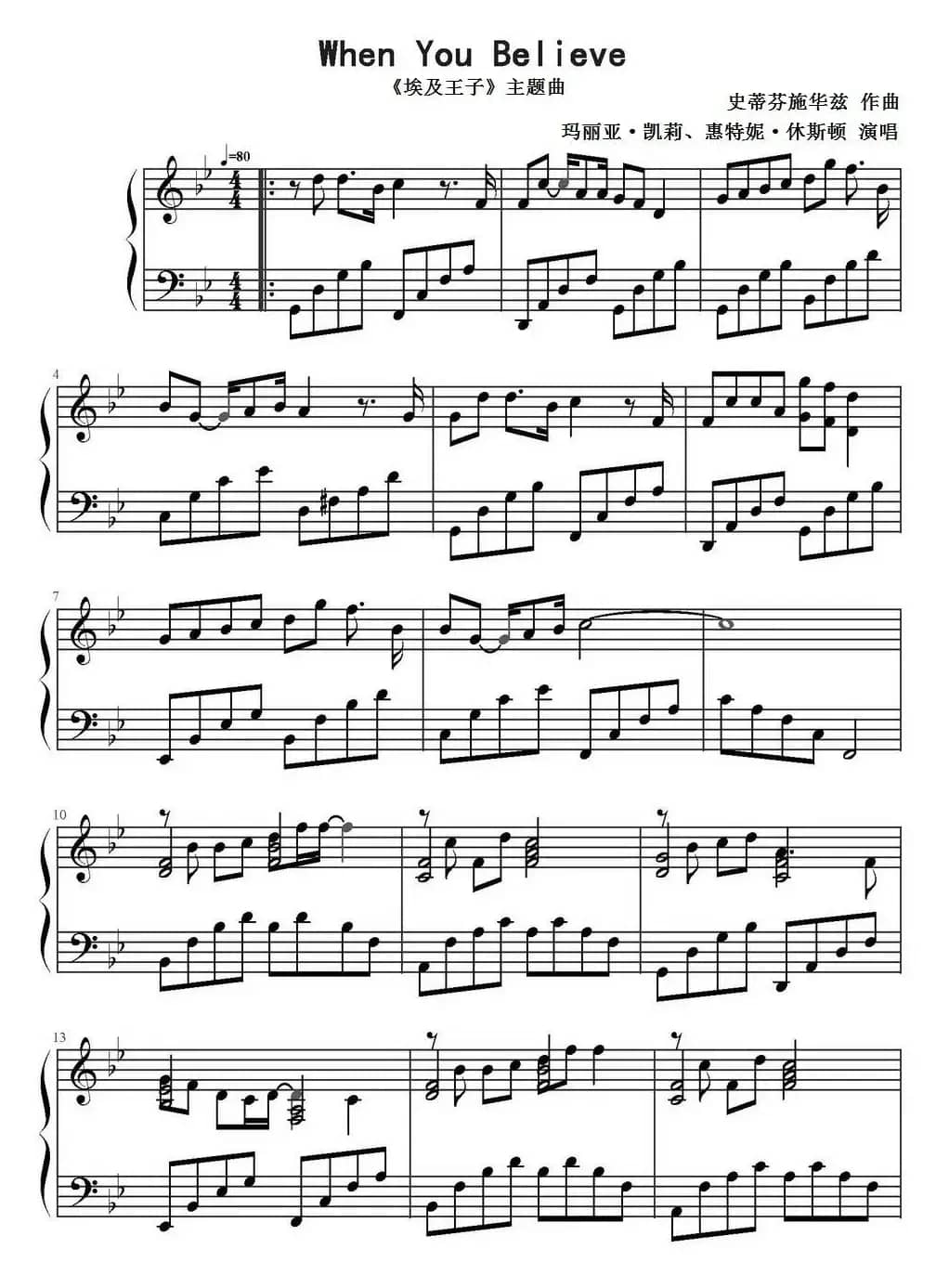 When You Believe（《埃及王子》主题曲）
