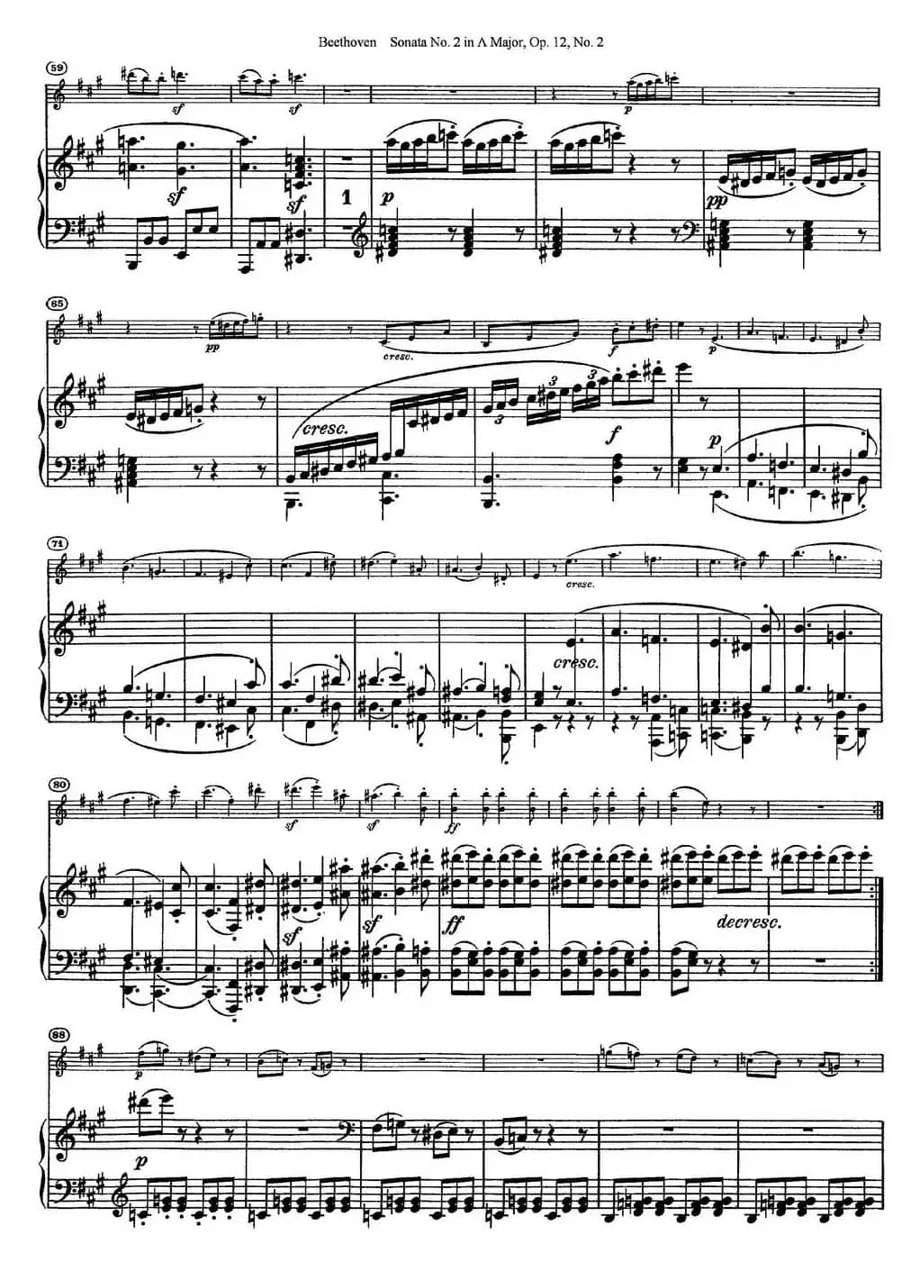 Violin Sonata No.2 in A Major Op.12 No.2（小提琴+钢琴伴奏）