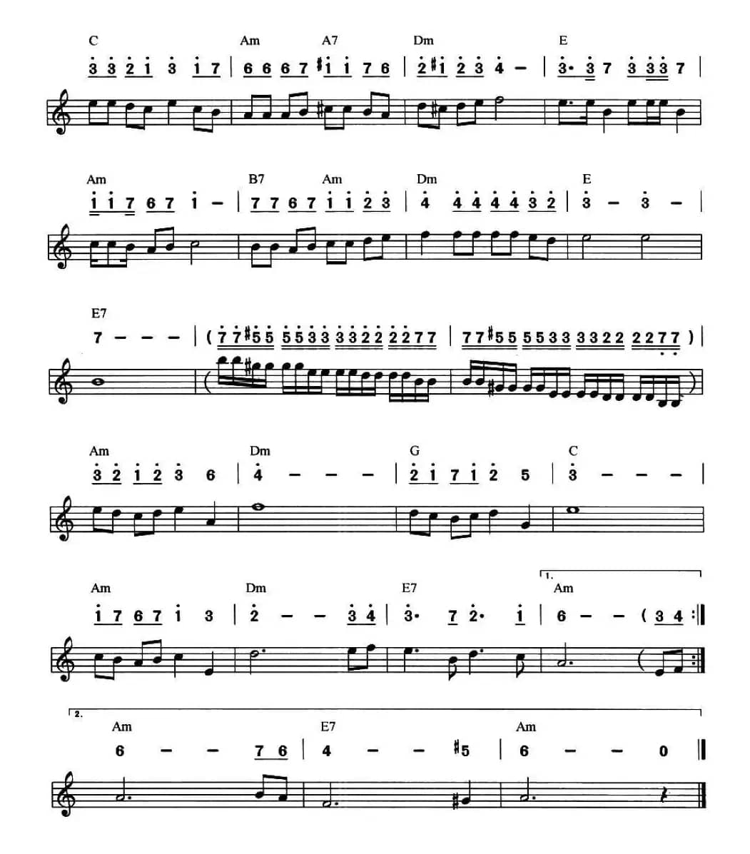 [日] 感谢你（电视剧《血疑》插曲、线简谱混排版）