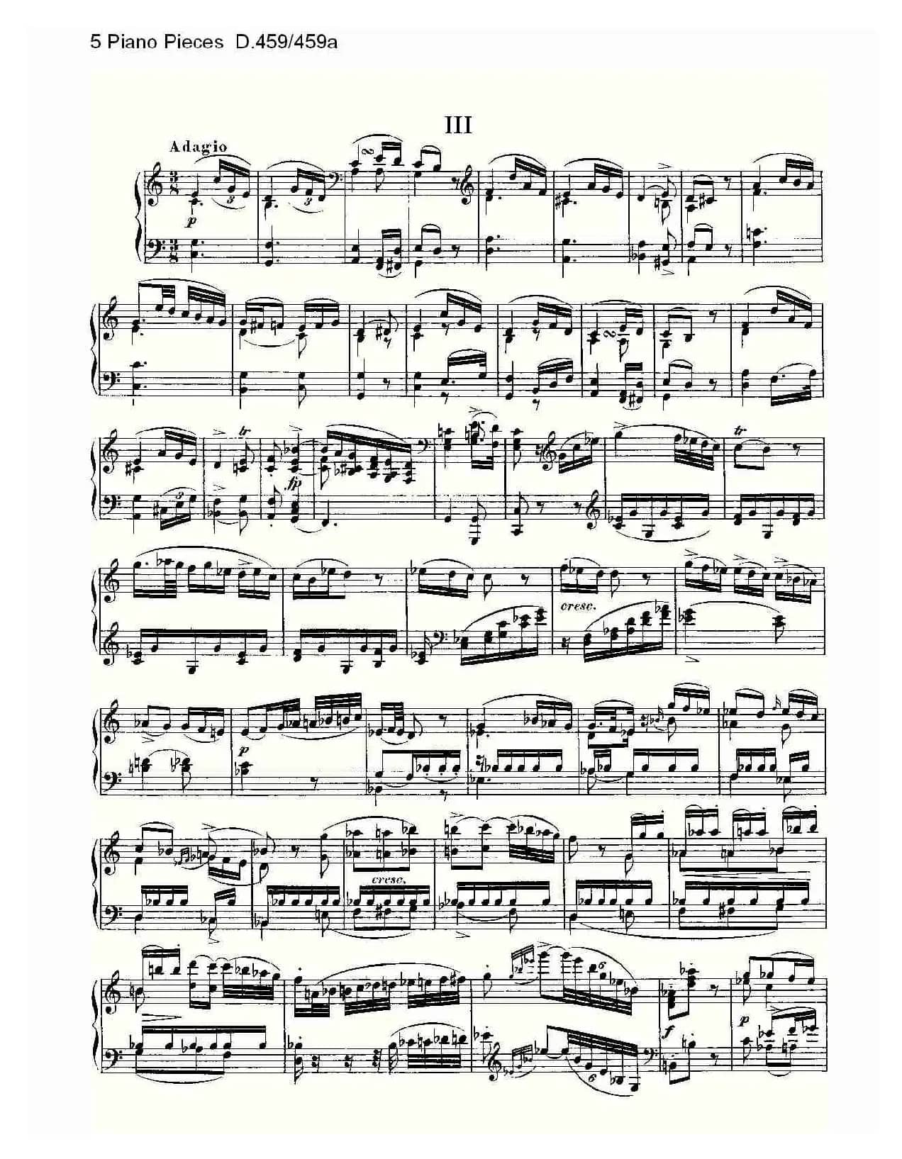 5 Piano Pieces D.459/459a(钢琴五联奏D.459/459a)