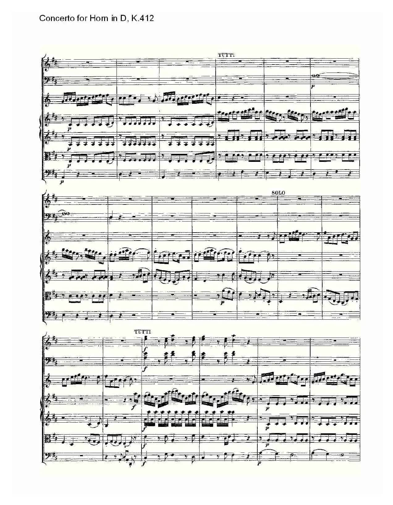 Concerto for Horn in D, K.412（D调法国号协奏曲, K.412）