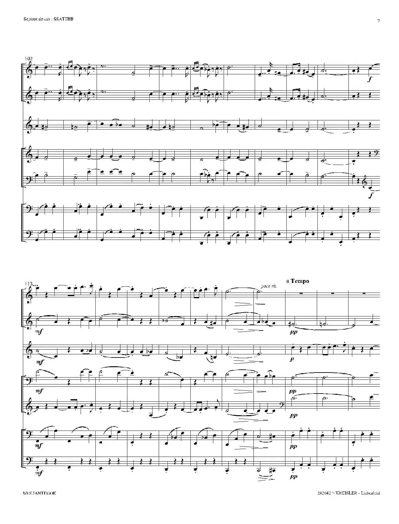 Liebesleid（四重奏、总谱）