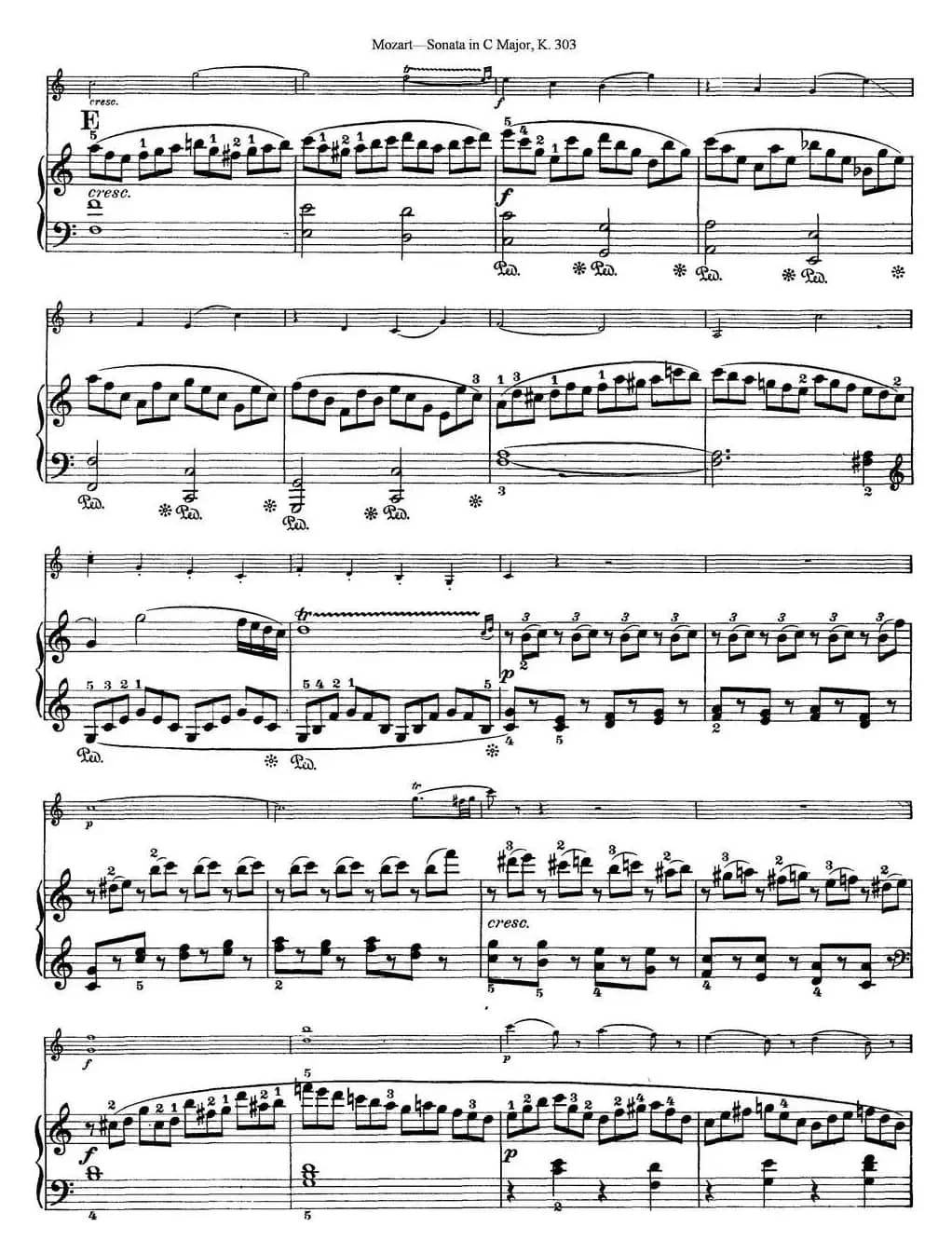 Violin Sonata in C Major K.303（小提琴+钢琴伴奏）