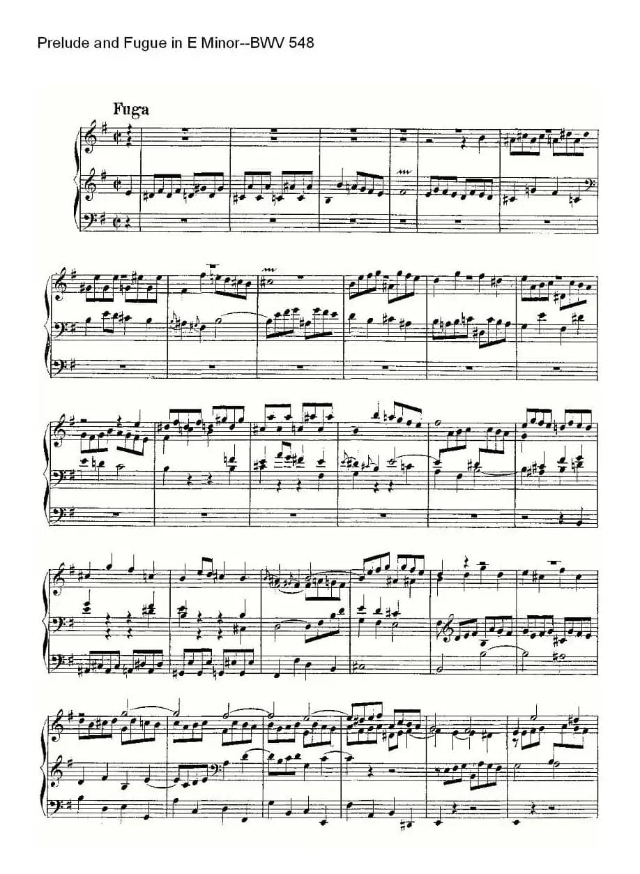 Prelude and Fugue in E Minor--BWV 548 (管风琴谱)