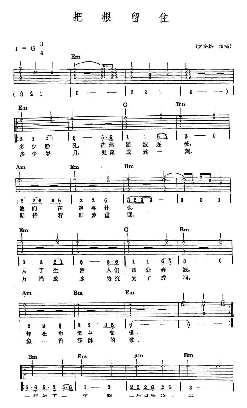 民族吉他弹唱：把根留住