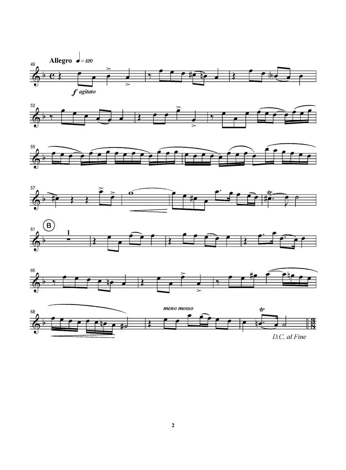 Piangero la sorte mia（小号谱）