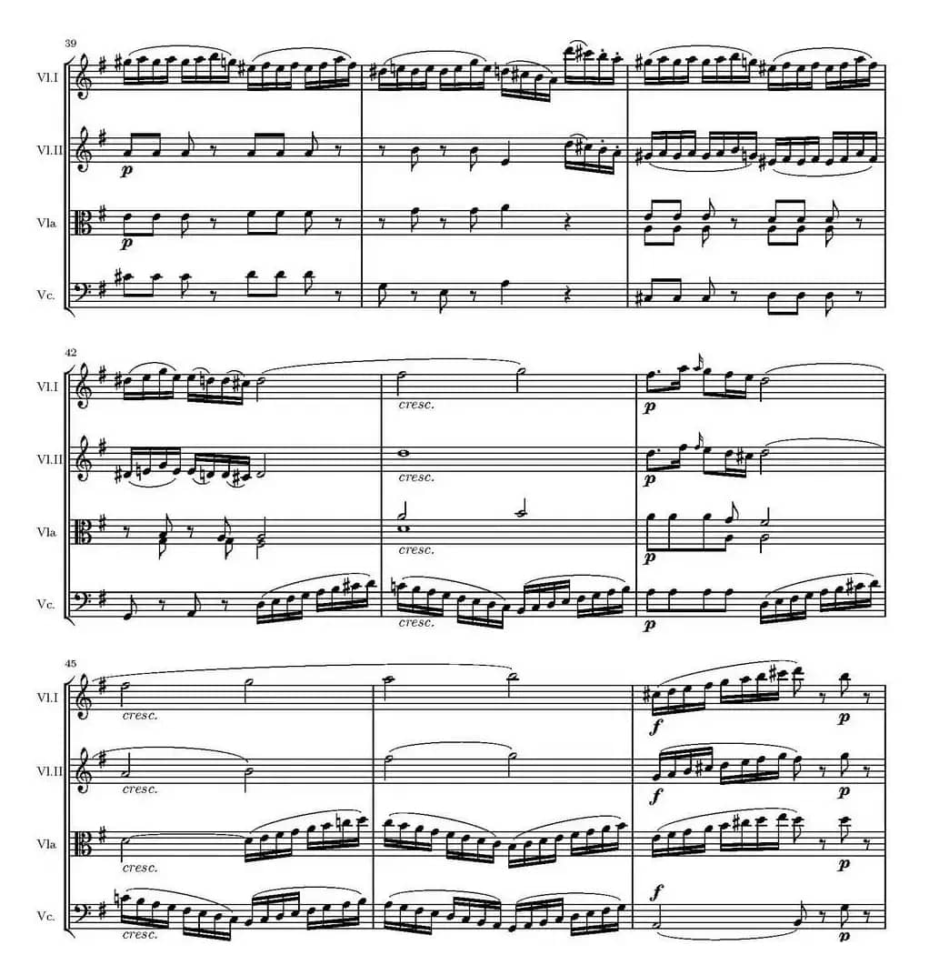 String Quartet KV.387（G大调弦乐四重奏）