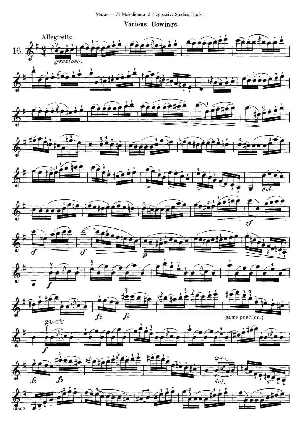 马扎斯小提琴练习曲 Op.36 第一册 特殊练习曲（16）