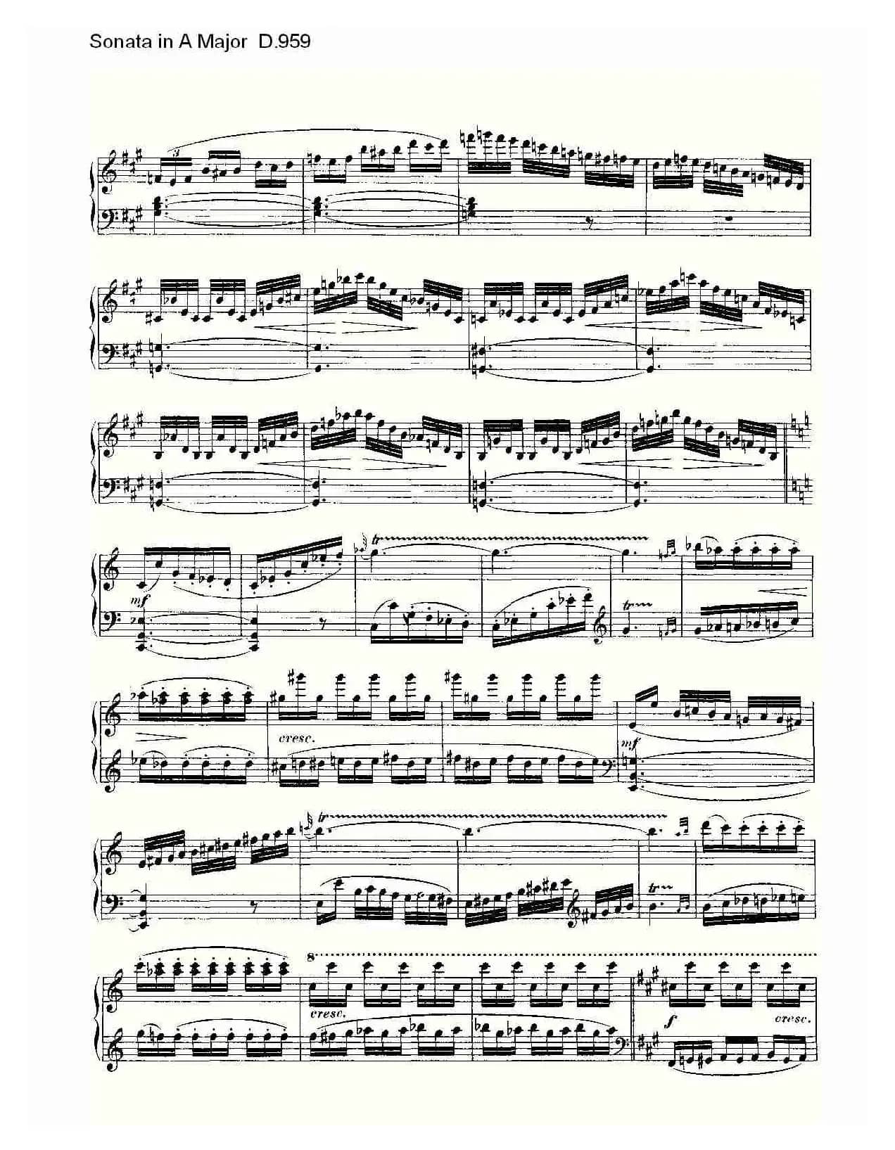 Sonata in A Major D.959（A大调奏鸣曲 D.959）