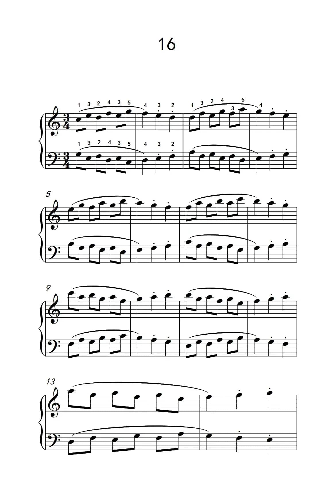 连音及跳音的混合练习16（儿童钢琴手指练习 1）