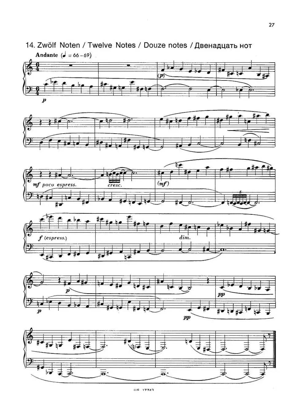 Notebook f Young People Op·59(为青少年而作的钢琴曲集·14)