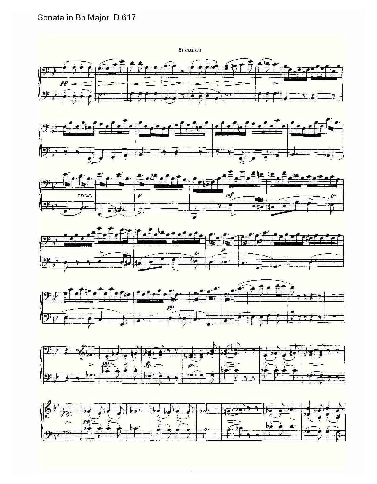 Sonata in Bb Major D.617(Bb大调奏鸣曲 D.617)