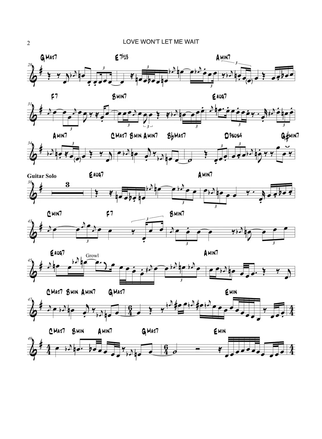 Love Wont Let Me Wait（中音萨克斯）