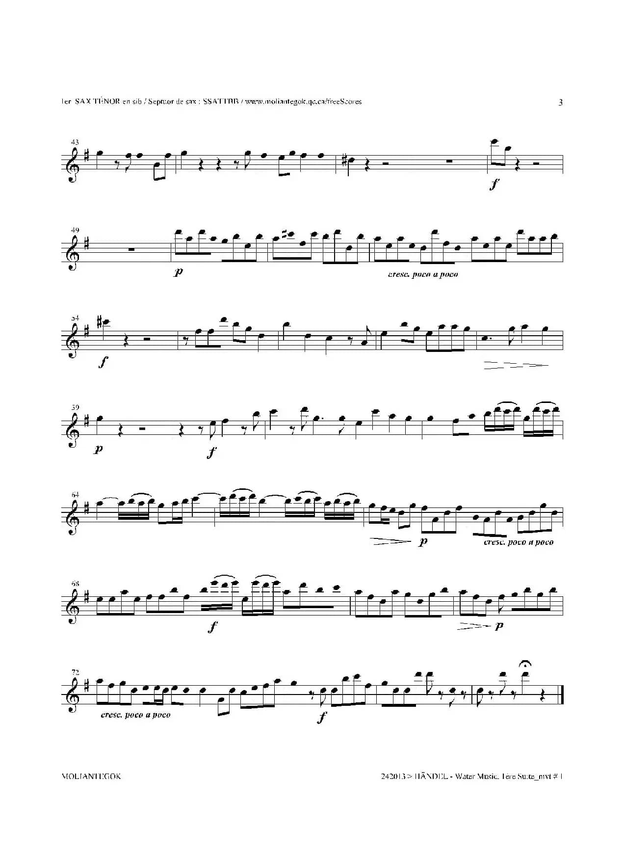 Water Music（HWV.348 No.1）（第一次中音萨克斯）