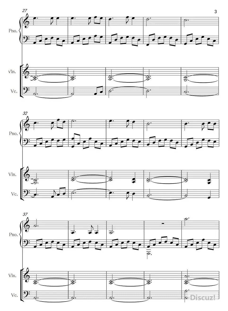 A小调浪漫曲（钢琴+小提琴+大提琴）