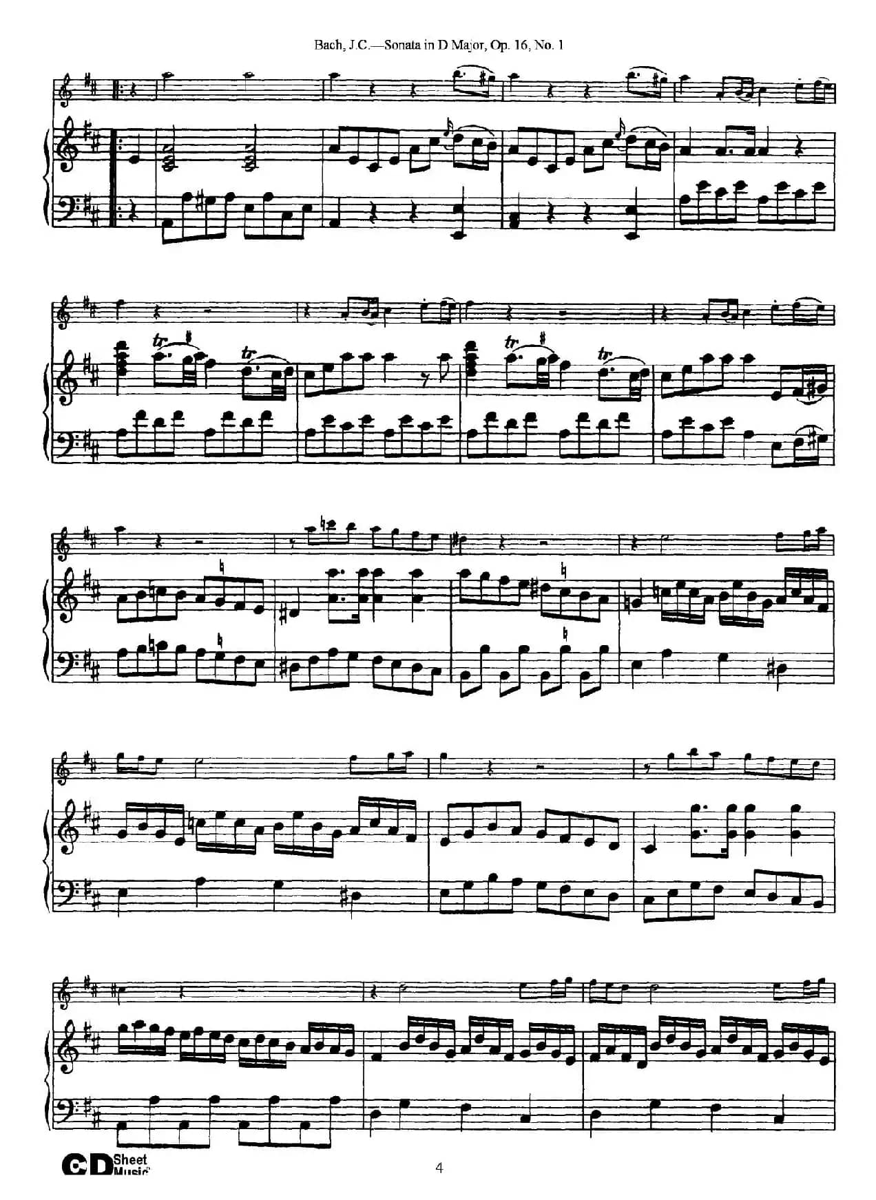 Sonata in D Major,Op.16 No.1（小提琴+钢琴伴奏）