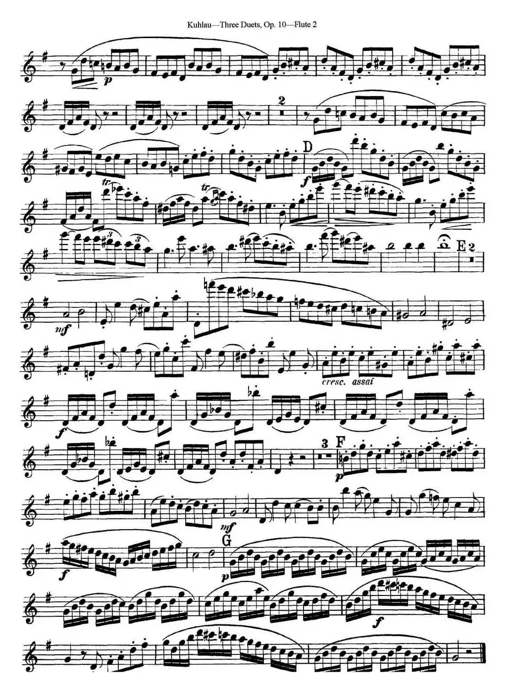 库劳长笛二重奏练习曲Op.10——Flute 2（No.3）