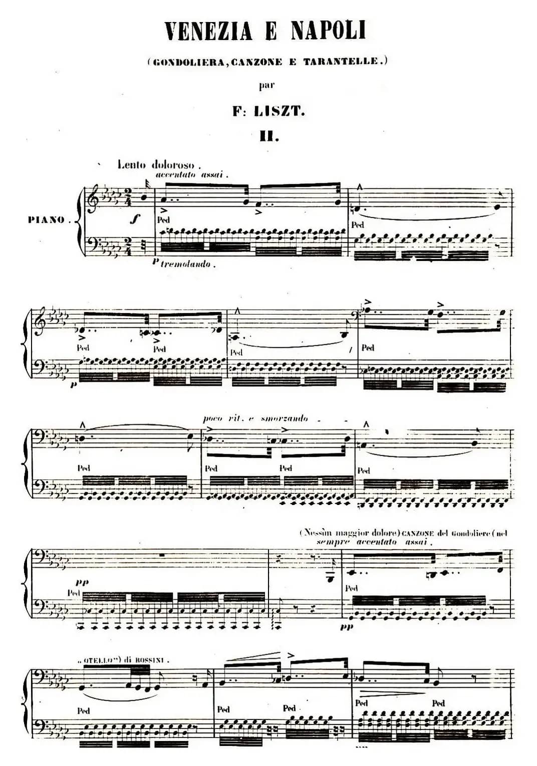 李斯特 旅游岁月 第二集遗补 威尼斯和拿波里 S.162 No.2 小曲