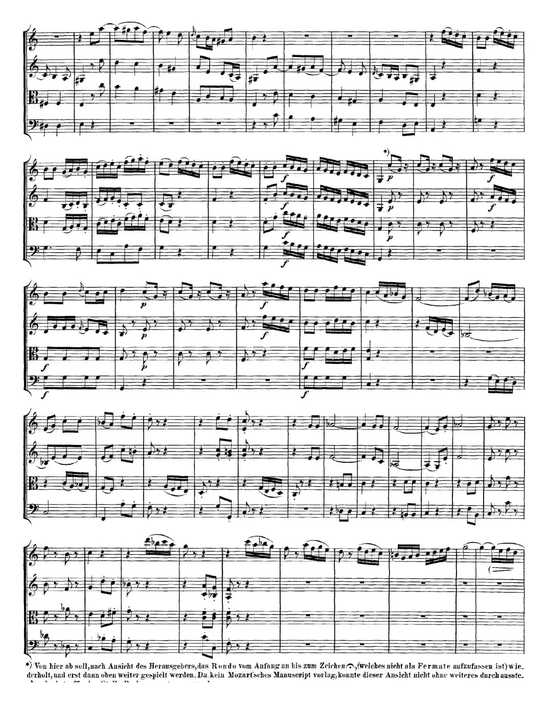 Mozart《Quartet No.10 in C Major,K.170》（总谱）