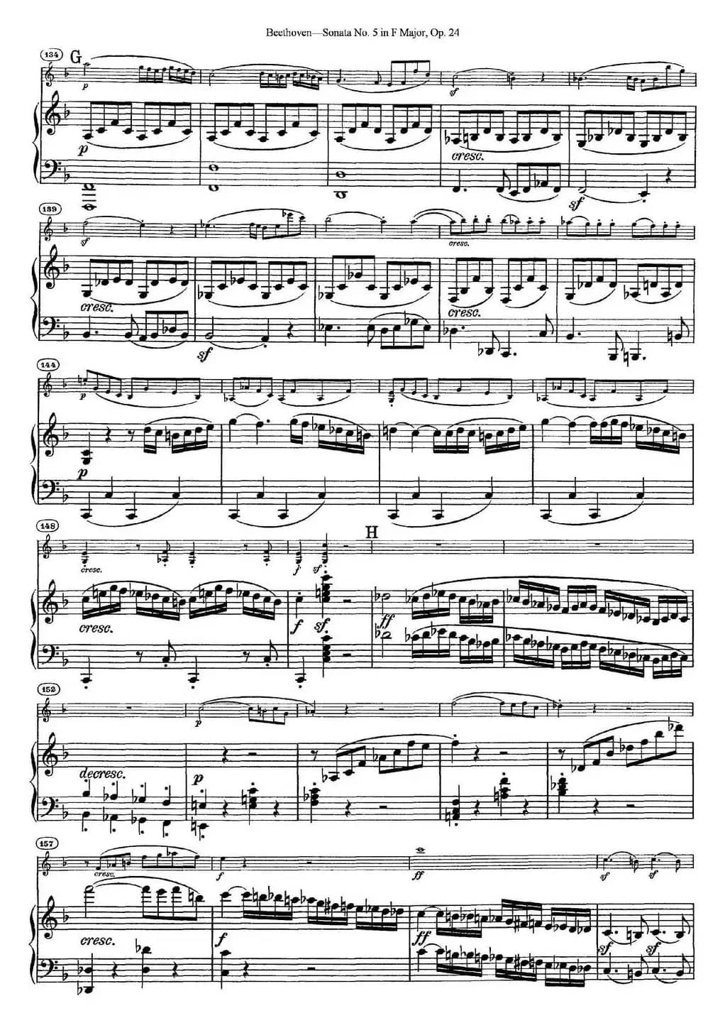Violin Sonata No.5 in F Major Op.24（小提琴+钢琴伴奏）
