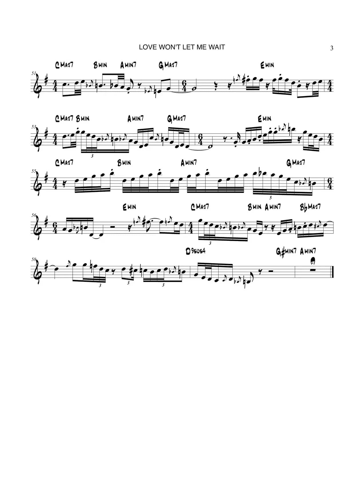 Love Wont Let Me Wait（中音萨克斯）