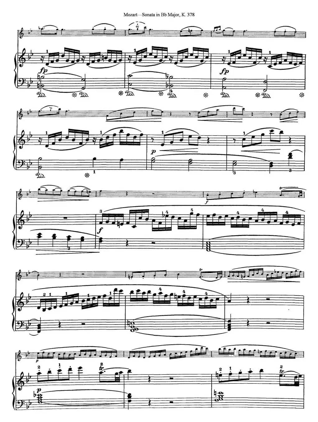 Violin Sonata in Bb Major K.378（小提琴+钢琴伴奏）