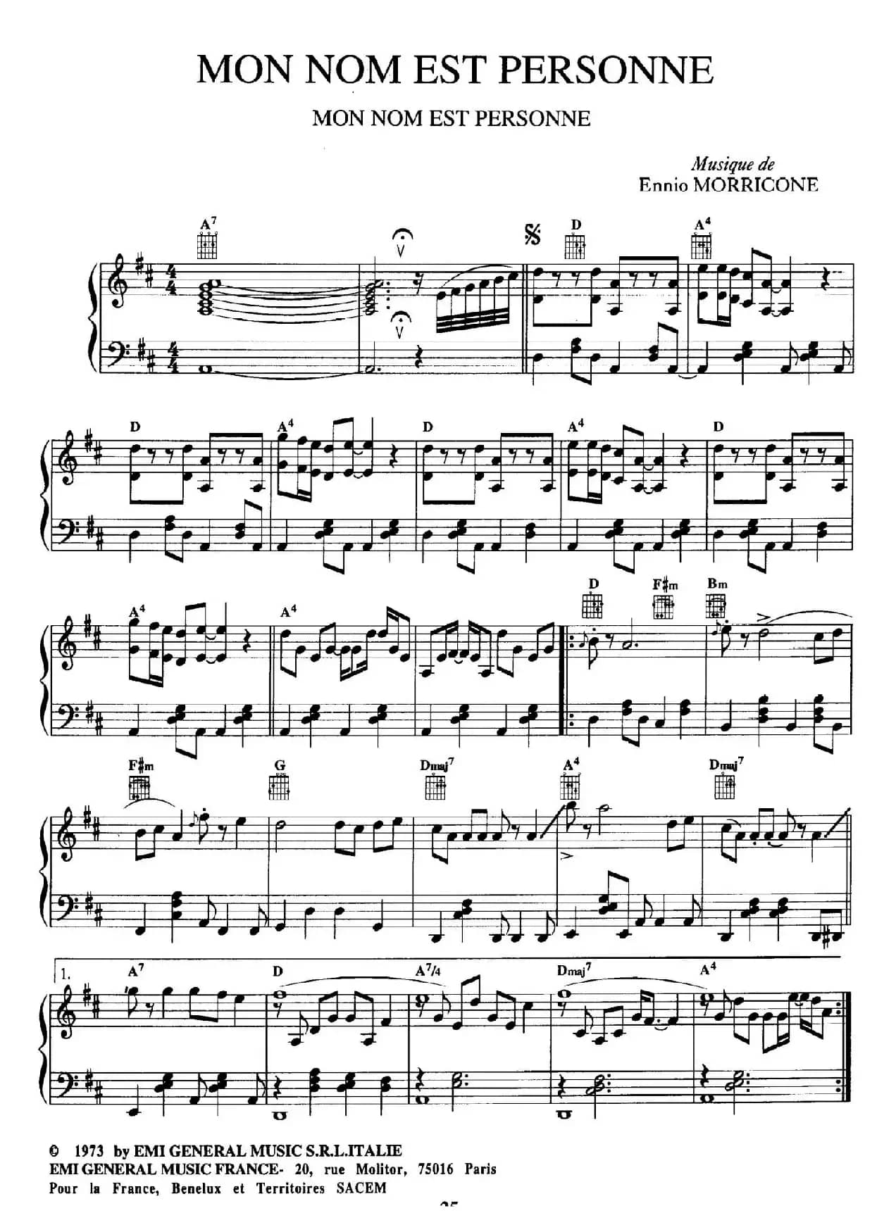 电影配乐大师莫瑞康最佳20首钢琴谱（Best of Ennio Morricone·7）