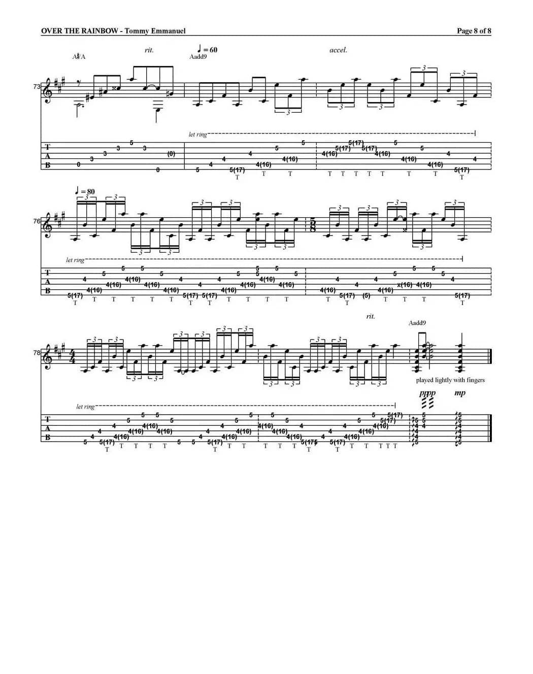 tommy emmanuel：over the rainbow（指弹吉他）