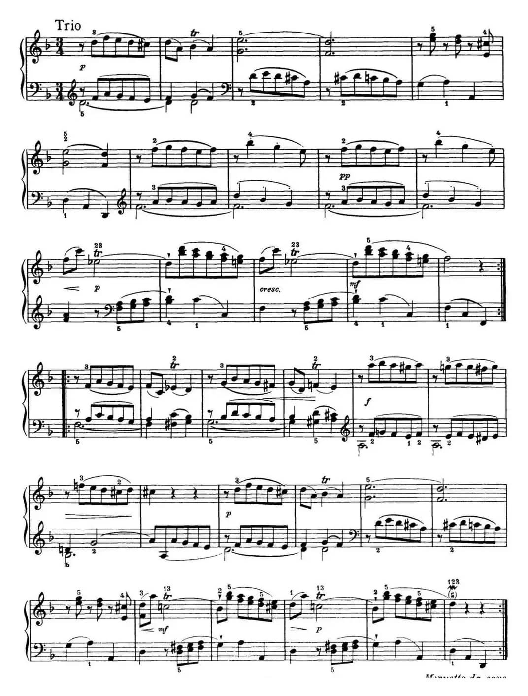 海顿 钢琴奏鸣曲 Hob XVI 14 Partita D major