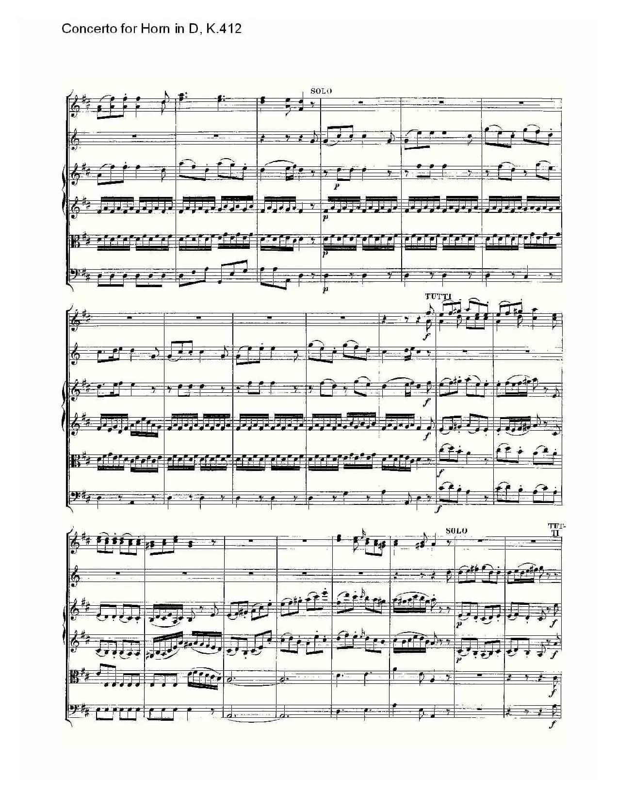 Concerto for Horn in D, K.412（D调法国号协奏曲, K.412）