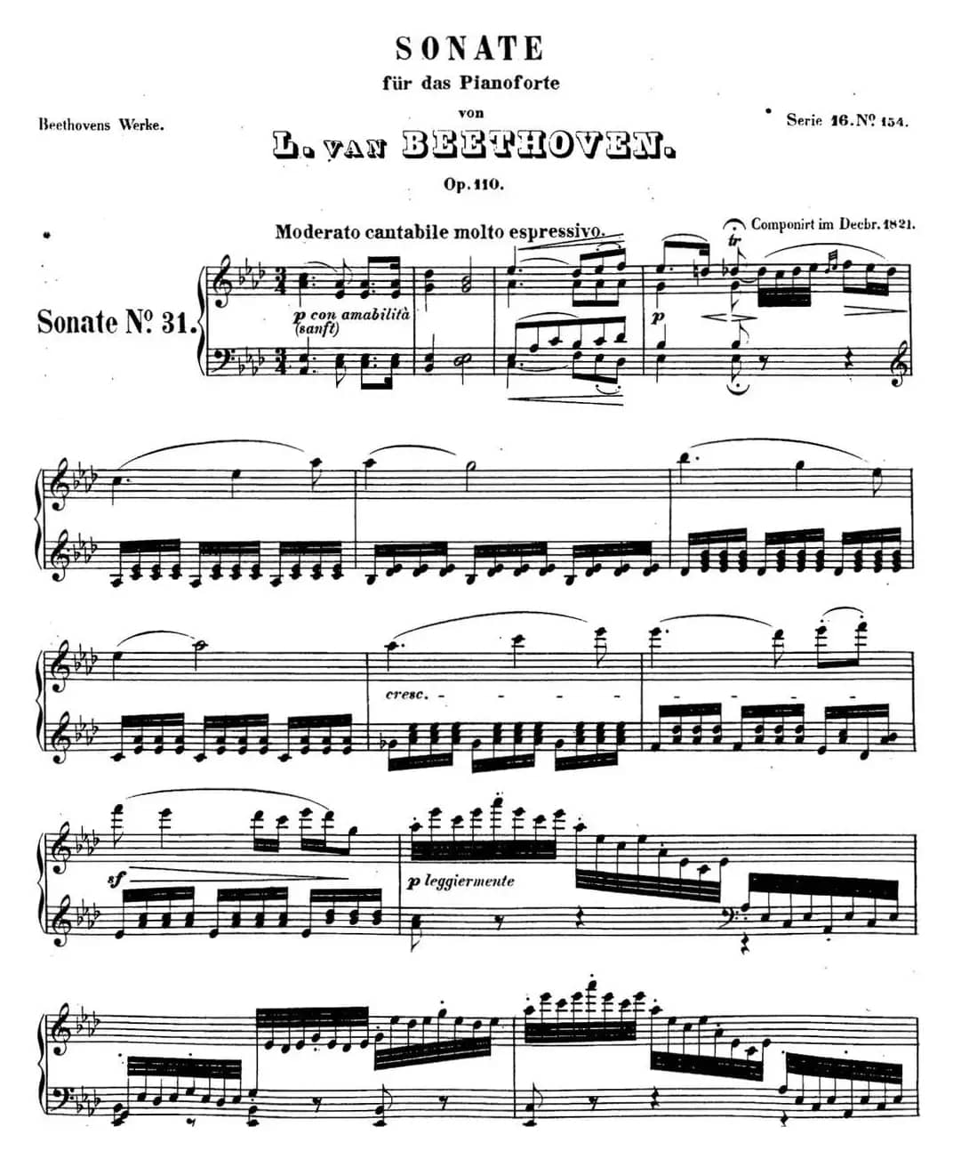 贝多芬钢琴奏鸣曲31 降A大调 Op.110 A-flat major