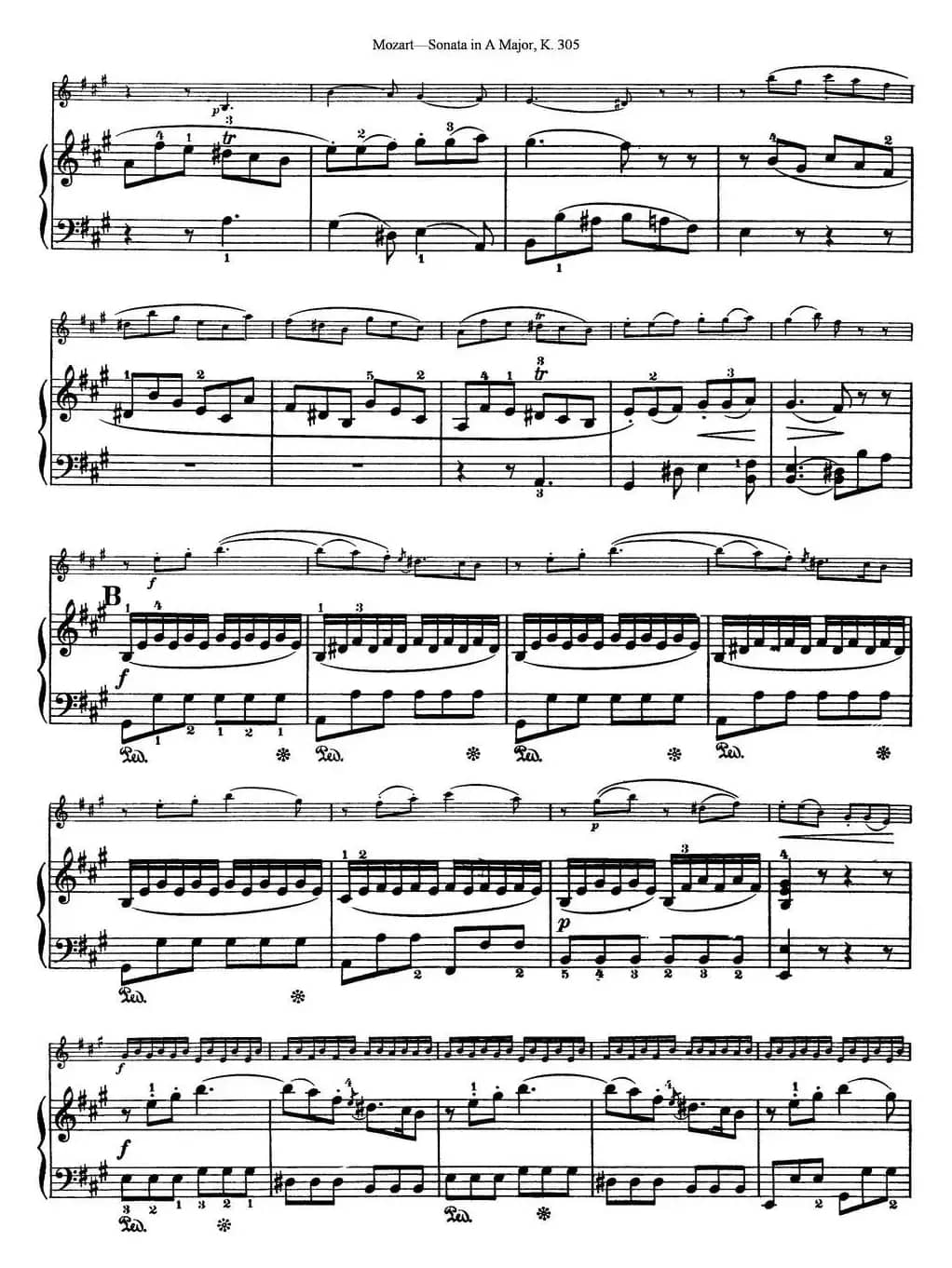 Violin Sonata in A Major K.305（小提琴+钢琴伴奏）