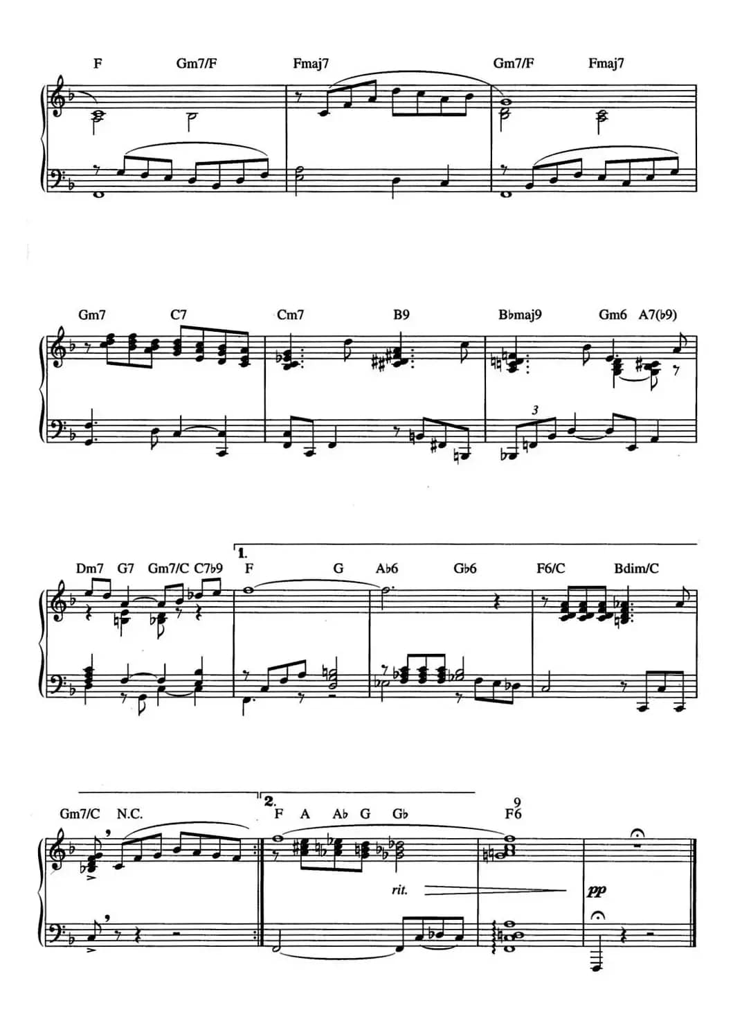 The Midnight Sun Will Never Set（爵士钢琴酒吧独奏钢琴谱）