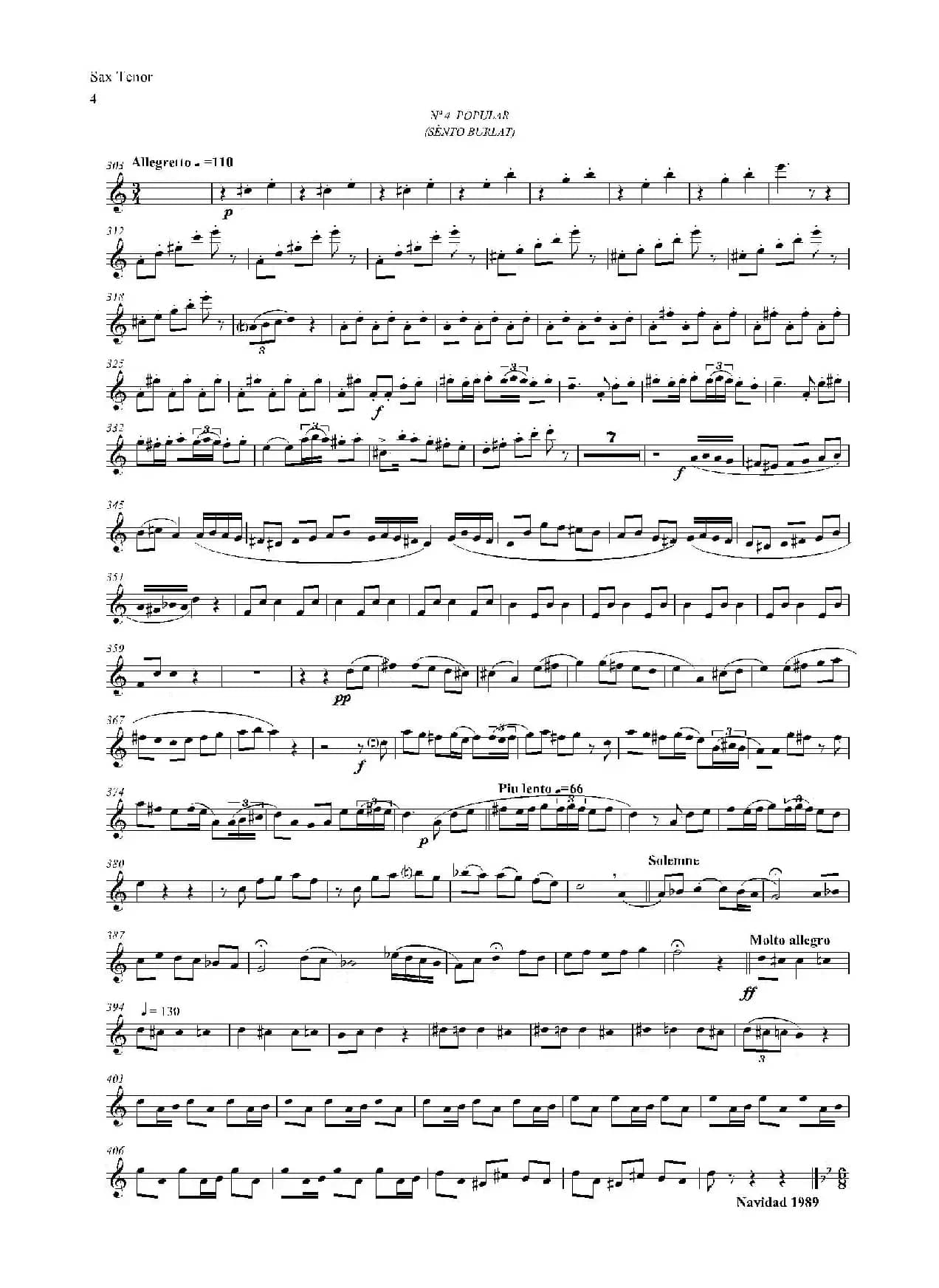 ESTILOS（四重奏次中音萨克斯分谱）