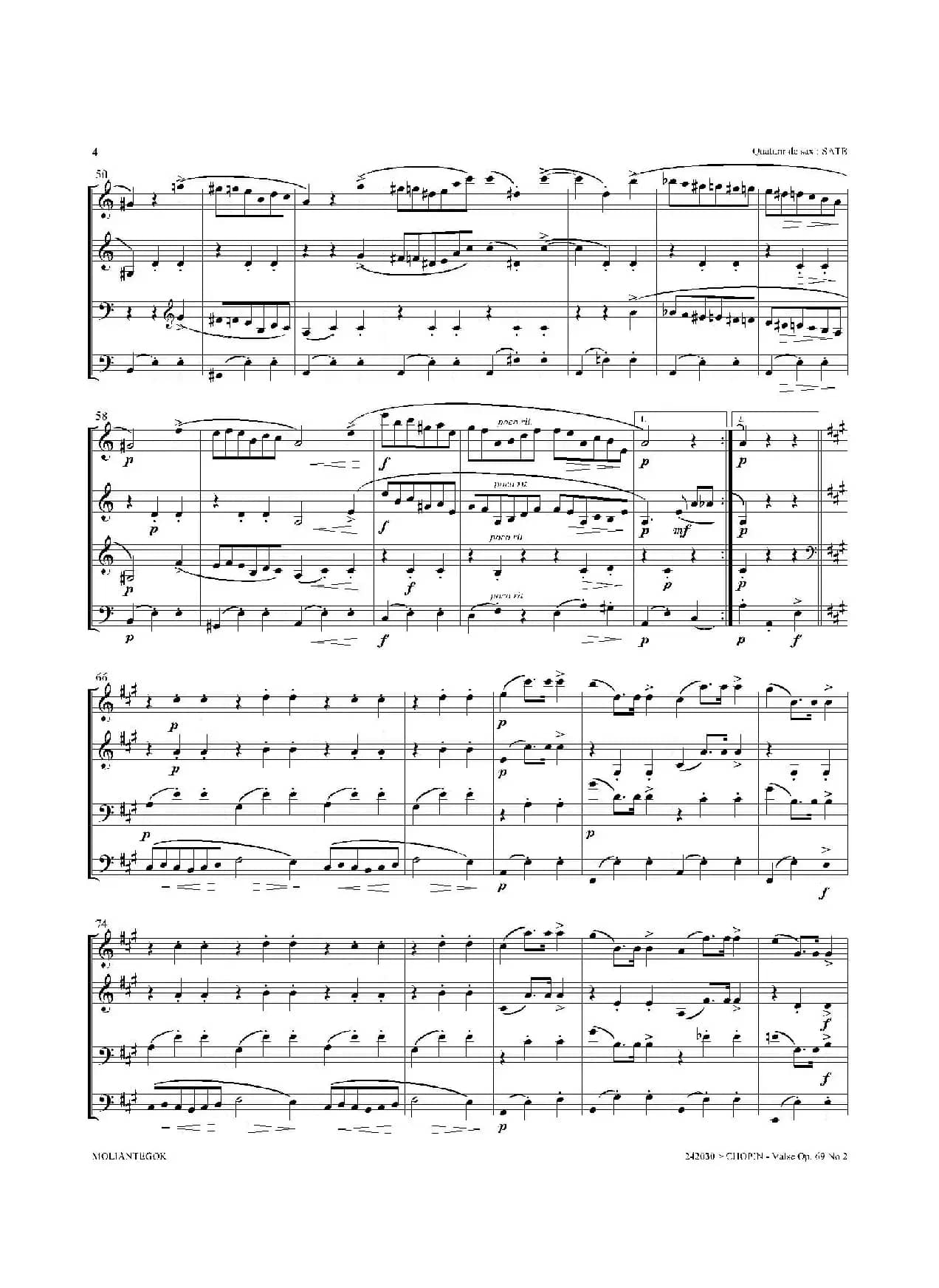 b小调圆舞曲 Op.69 No.2 （四重奏总谱）